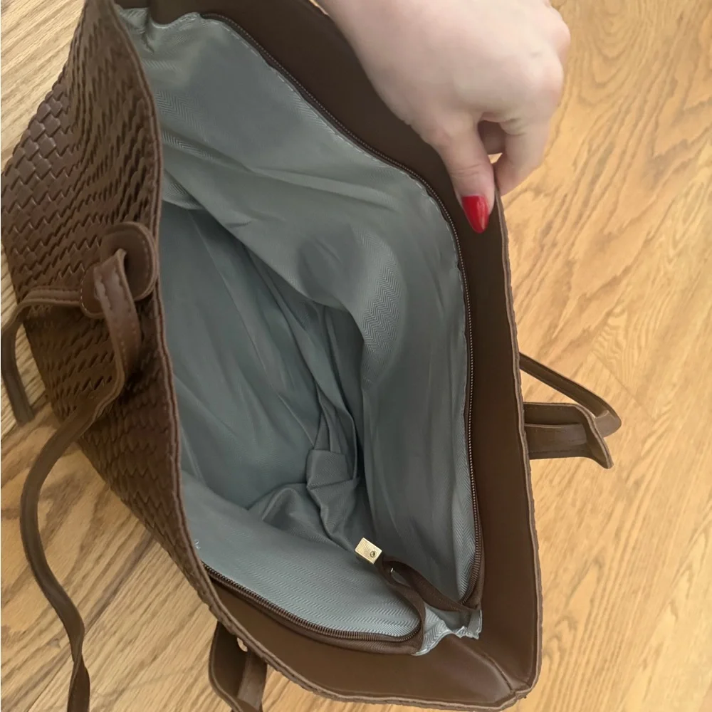 Brown Woven Leather Women's Bag